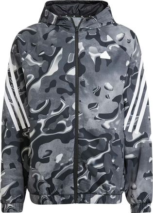 adidas Future Icons Allover Print Full-Zip Hoodie Jackets Black White IJ8843