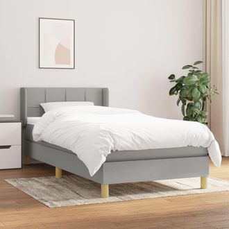 vidaXL Vidaxl - Cama Box Spring Con Colch&oacute;n Tela Gris Claro 100x200 Cm