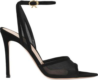 Gianvito Rossi Zwarte Su&egrave;de Stof Hakken - Dames - Sandalen met hakken - Zwart - 38 1/2 EU - Su&egrave;de - Schoenen