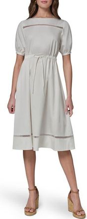 DKNY Short Sleeve A-Line Dress in Cream at Nordstrom, Size 10