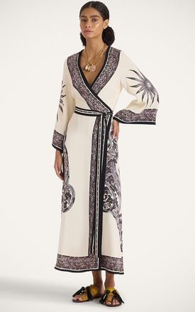 La DoubleJ The Wrap Dress in Cobra Plac&eacute;e Grey at Nordstrom, Size X-Large