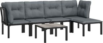 vidaXL Juego De Muebles De Jard&iacute;n 6 Pzas Rat&aacute;n Sint&eacute;tico Negro Y Gris Vidaxl