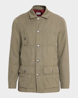 Brunello Cucinelli Men & apos;s Military Chore Canvas Jacket