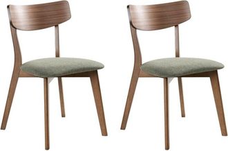 Beliani Set of 2 Dining Chairs HOPE Wood Dark Brown/ Green