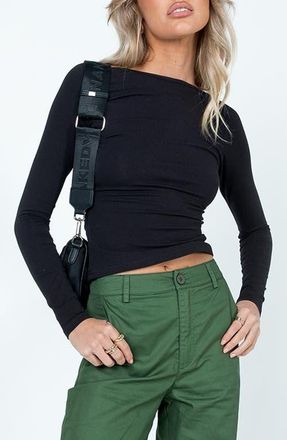 Princess Polly Rixie Open Back Long Sleeve Crop Top in Black at Nordstrom, Size 10