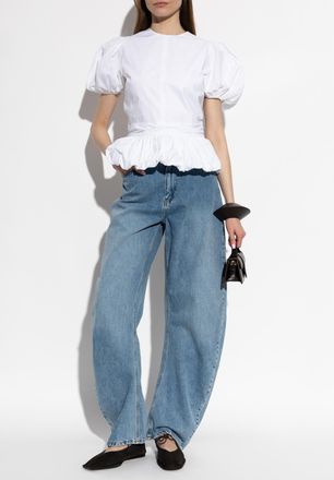 Rotate Top With Puff Sleeves, Womens, White