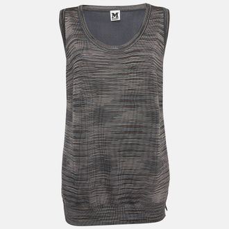 M Missoni Dark Teal Blue Patterned Knit Sleeveless Top