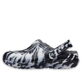 Crocs (WMNS) Crocs Classic Lined Clog Outdoor Sandals Marbled White Black 207180-103