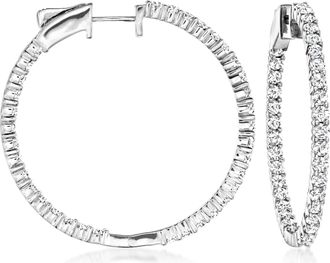 Ross-Simons Diamond Inside-Outside Hoop Earrings in Sterling Silver
