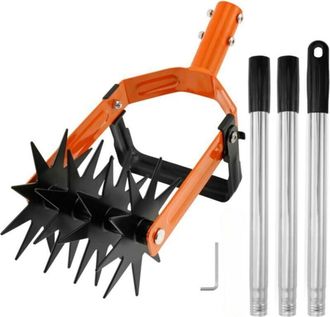 Elle En 1, 146 Cm - Mango Largo Ajustable - Construcci&oacute;n De Acero Inoxidable - Resistente A La Intemperie Y Al &Oacute;xido - Motocultor Para Aflojar Y Mezclar La
