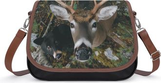 Generic Deer Bear Hunting Camouflage Womens Crossbody Bag Fashion Shoulder Handbags Message Tote Bag with Adjustable Strap