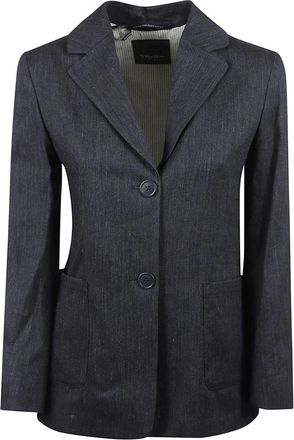 Max Mara Dames, Jassen, Blauw, Maat: S Linnen
