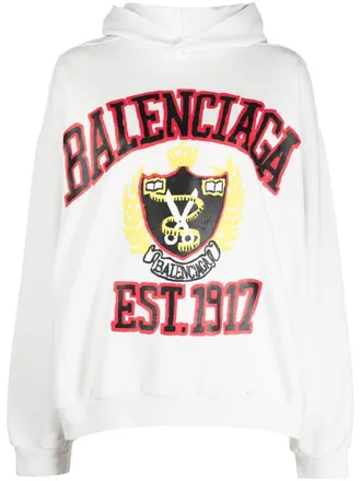 Balenciaga Felpa Diy College con cappuccio - Bianco