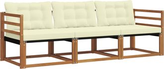 vidaXL Conjunto De Sof&aacute;s De Exterior 3 Uds. Natural Y Crema Vidaxl