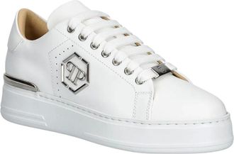 Philipp Plein Schoenen, Dames, Wit, 36 EU, Leer, Nappa Leren Lage Sneakers Hexagon