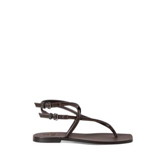 Brunello Cucinelli Sandalia con tira Monili - Shoes - Mujer - Marr&oacute;n - 37 EU