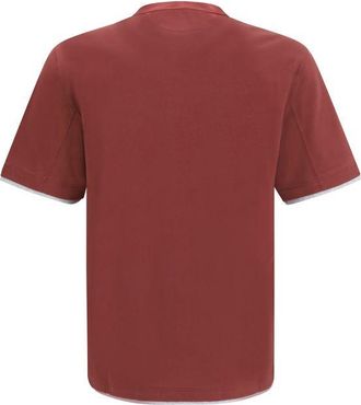 Brunello Cucinelli Mens Bordeaux Cotton T-Shirt