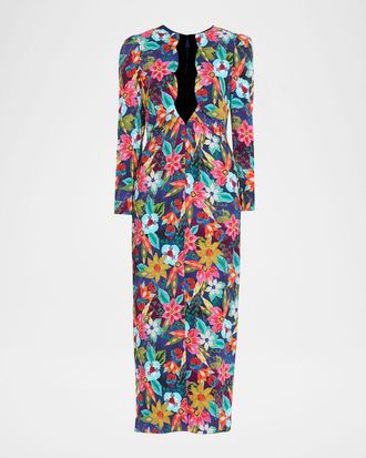 Saloni Jinx-C Velvet Cutout Midi Dress