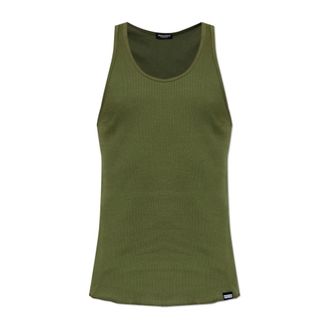 Dsquared2 Sleeveless Tops, male, Green, Size: 2XL Ribbed Sleeveless Lingerie Top