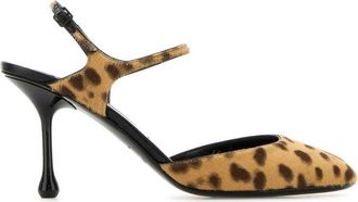 Jimmy Choo London Pixie Brown Pumps With High Sculpted Heel And All-Over Leopard Print In Tech Fabric Woman