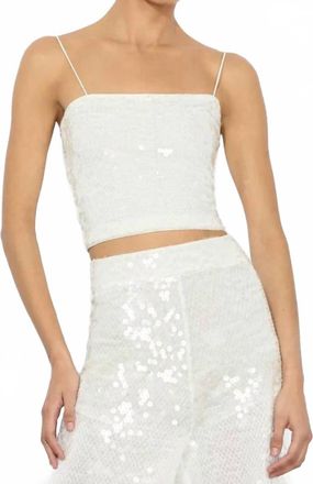 Alice & Olivia Ceresi Top In Off White Sequins