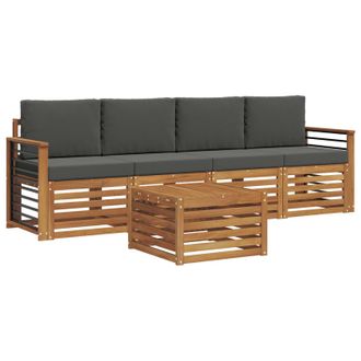vidaXL Conjunto De Sof&aacute;s De Exterior 5 Pcs Natural Y Antracita Vidaxl