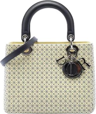 Dior Pre-owned Geborduurde Leren Satchel - Dames - Vintage Handtas - Geel - ONE Size - Leer - Vintage