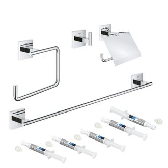 GROHE Set De Accesorios Cromados Grohe Start Cube 4 En 1 + 3 Grohe Quickglue A1 + 1 Grohe Quickglue A2