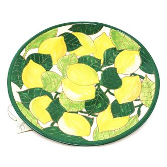 Verano Ceramics Signature Lemons Hand Painted Ceramic Kitchen Dining Large Platter (Diam) 42cm