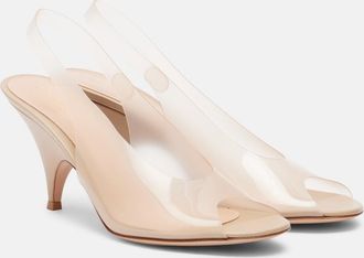 Gianvito Rossi Leather-trimmed slingback sandals