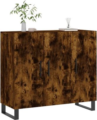 Berkfield Home Sideboard Smoked Oak 90x34x80 cm Engineered Wood in Brown | Size: 90 x 34 x 80 cm
