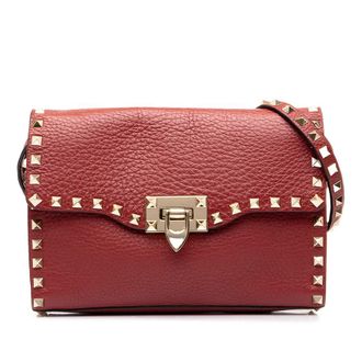 Valentino Pre-owned Valentino Medium Pebbled Calfskin Rockstud Flip Lock Crossbody Ladies SNU4H5DDKT5NUV7Q