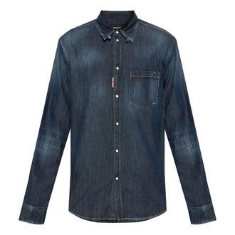 Dsquared2 Dark Wash Tab Shirt Donkerblauw