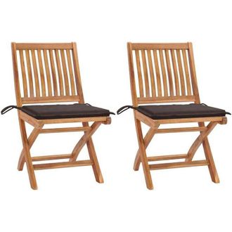 vidaXL Sedie da Giardino 2 pz con Cuscini Talpa in Massello di Teak vidaXL