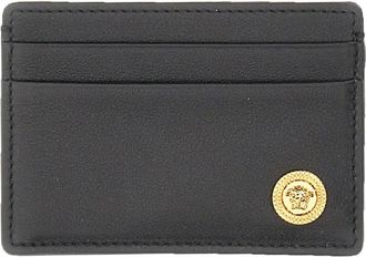Versace Card Case Calf - Heren - Portefeuilles - Zwart - ONE Size - Leer - Accessoires