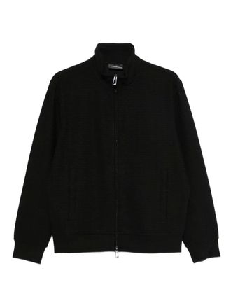 Emporio Armani textured zip-up sweatshirt - Black