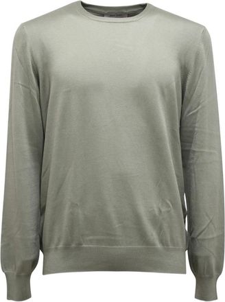 Gran Sasso Katoenen Trui Made in Italy - Heren - Ronde hals truien - Groen - XL - Katoen - Truien & Vesten