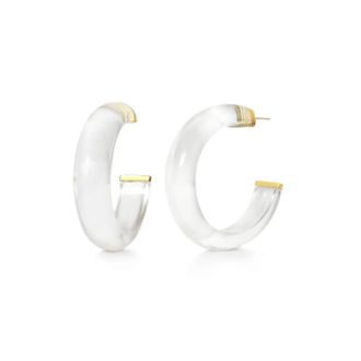 Gold & Honey Womens Small Illusion Lucite Hoop Earrings In Clear