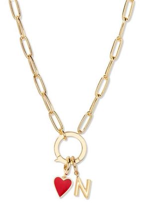 Brook & York Cameron Initial Heart Charm Necklace in Gold N at Nordstrom