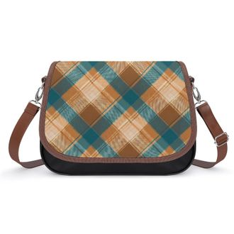 Generic Yellow Scottish Plaid Womens Crossbody Bag Fashion Shoulder Handbags Message Tote Bag with Adjustable Strap