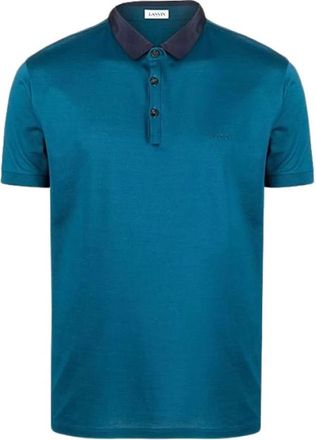Lanvin Polo shirt met geborduurd logo - Heren - Polos - Blauw - XS - Katoen - Tops