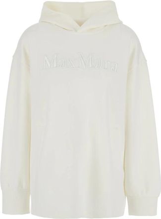 Max Mara Hoodies, female, White, Size: XS White Hoodie with Logo Embroidery