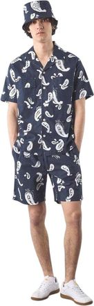 Pretty Green Herenoverhemd Widnes Paisley, reguliere pasvorm (Marine)
