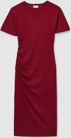 Reiss Womens Red Ruched Midi Dress, Size: 10
