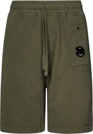 C.P. Company Thyme Green Cotton Shorts With Lens Detail