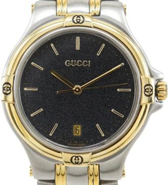 Gucci Pre-owned Watches, male, Black, Size: ONE SIZE Pre-owned 9040M Stainless Steel Watch
