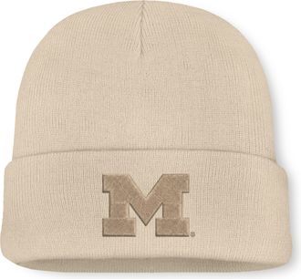 Nike Jordan Mens Michigan Natural Utility Jordan Brand College Cuffed Beanie in Brown | JC4C15AMWN-M4T