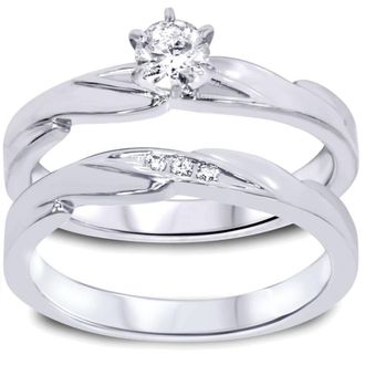 Pompeii3 1/4ct Diamond Engagement Wedding Ring Set 10K White Gold Size Selectable