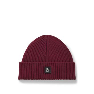 HUGO BOSS Virgin-wool beanie with stacked logo