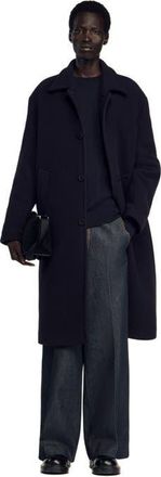 Sandro Wool and cashmere coat in Navy Blue at Nordstrom, Size Xx-Large